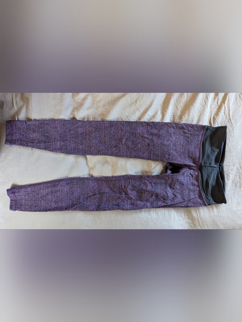lululemon athletica Purple Heathered High-Waist Leggings with Black Waistband